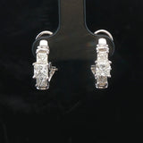 14k White Gold and 1cttw Princess Cut Diamond Huggie Earrings