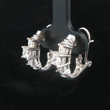 14k White Gold and 1cttw Princess Cut Diamond Huggie Earrings