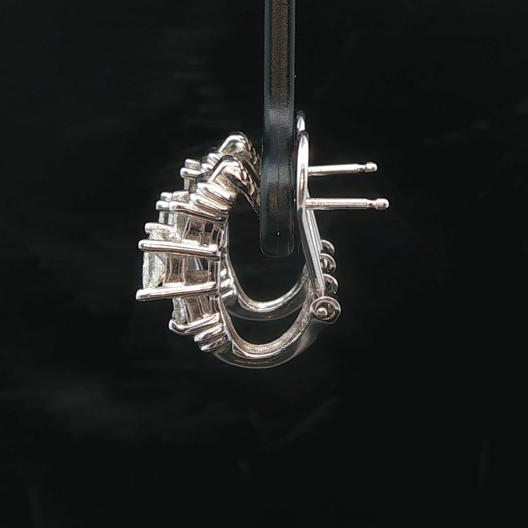 14k White Gold and 1cttw Princess Cut Diamond Huggie Earrings