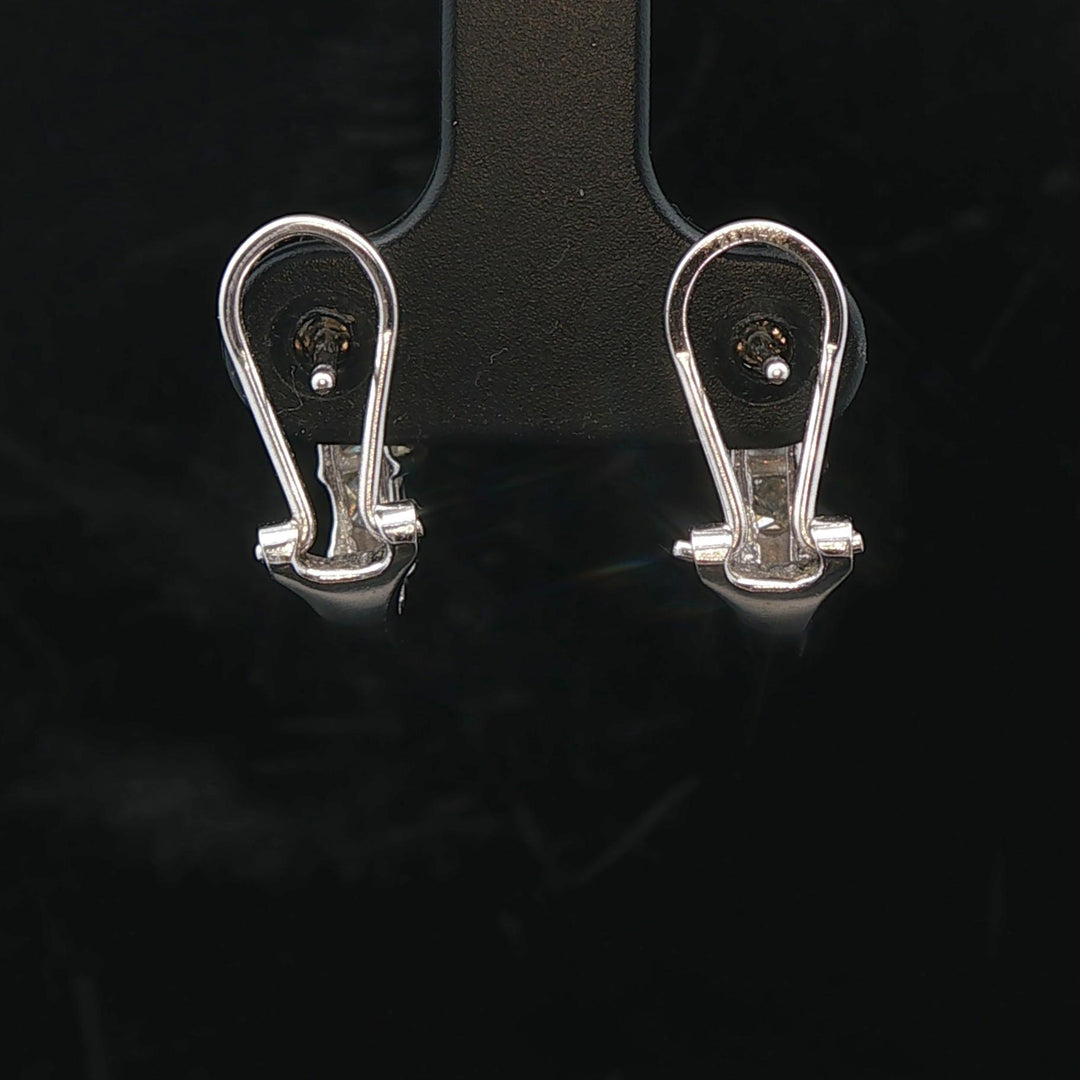 14k White Gold and 1cttw Princess Cut Diamond Huggie Earrings
