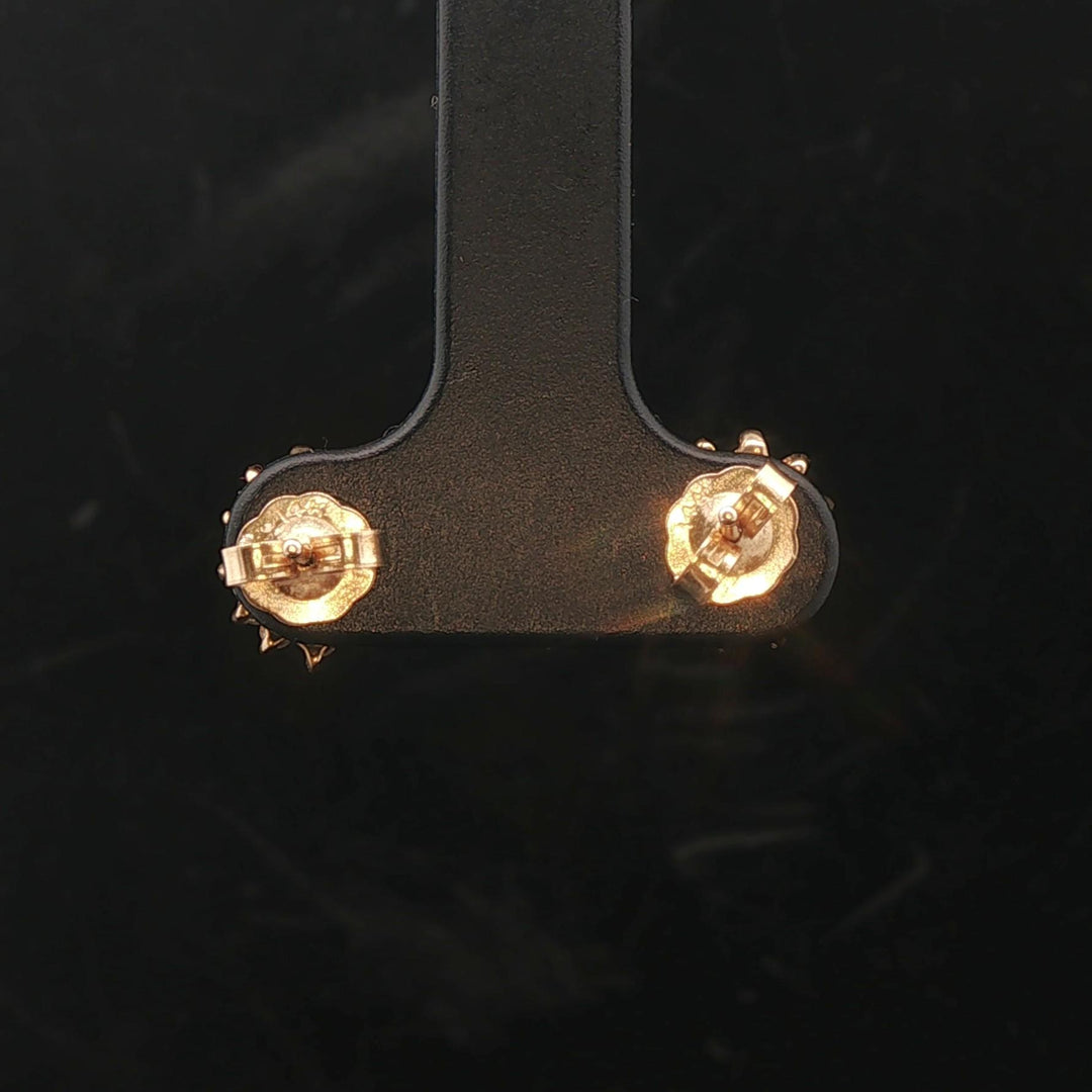 14k Yellow Gold Blue Sapphire and Diamond Halo Stud Earrings