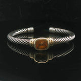 David Yurman 18k Gold Sterling Silver and Citrine Flex Cuff Bracelet 6.25"