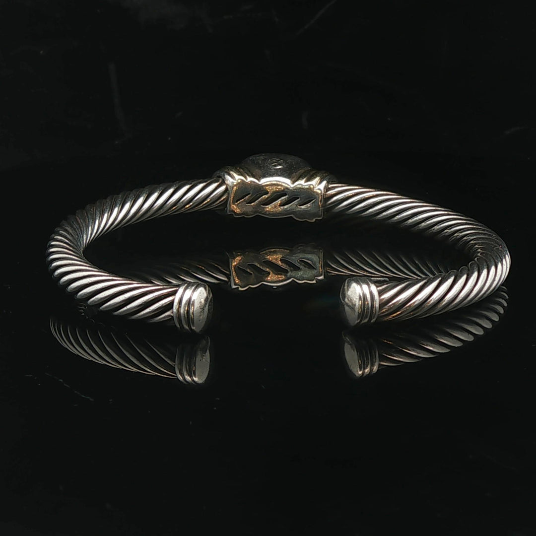 David Yurman 18k Gold Sterling Silver and Citrine Flex Cuff Bracelet 6.25"