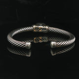 David Yurman 18k Gold Sterling Silver and Citrine Flex Cuff Bracelet 6.25"