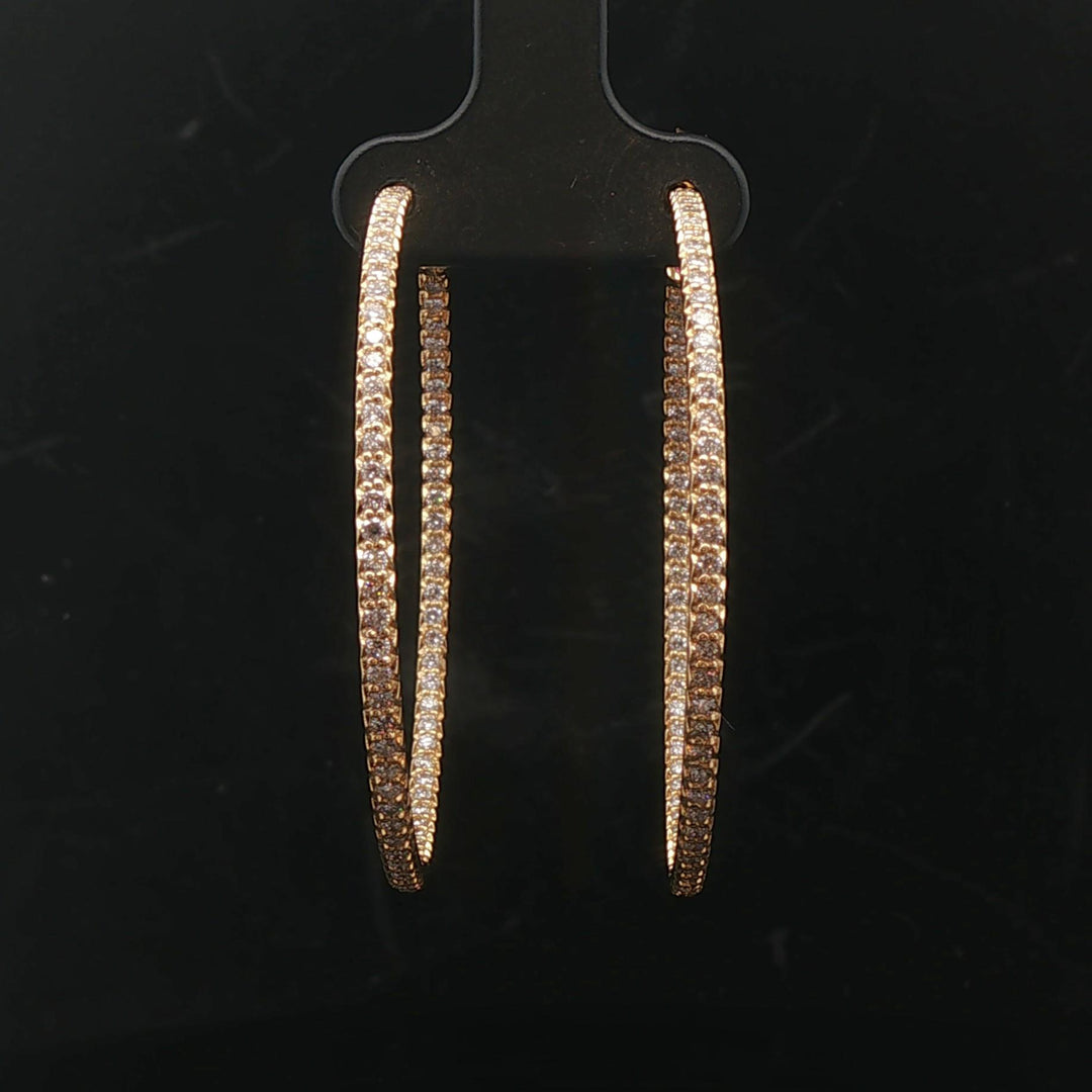 Roberto Coin 18k Yellow Gold and 1.4cttw Inside Out Hoop Earrings Italy 1.75"