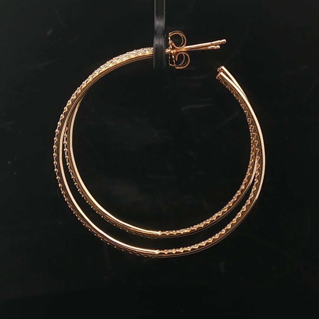 Roberto Coin 18k Yellow Gold and 1.4cttw Inside Out Hoop Earrings Italy 1.75"