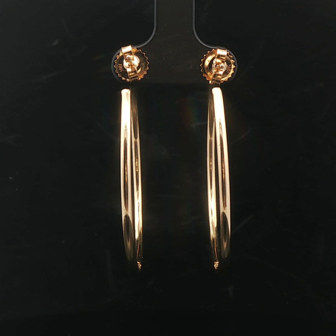 Roberto Coin 18k Yellow Gold and 1.4cttw Inside Out Hoop Earrings Italy 1.75"