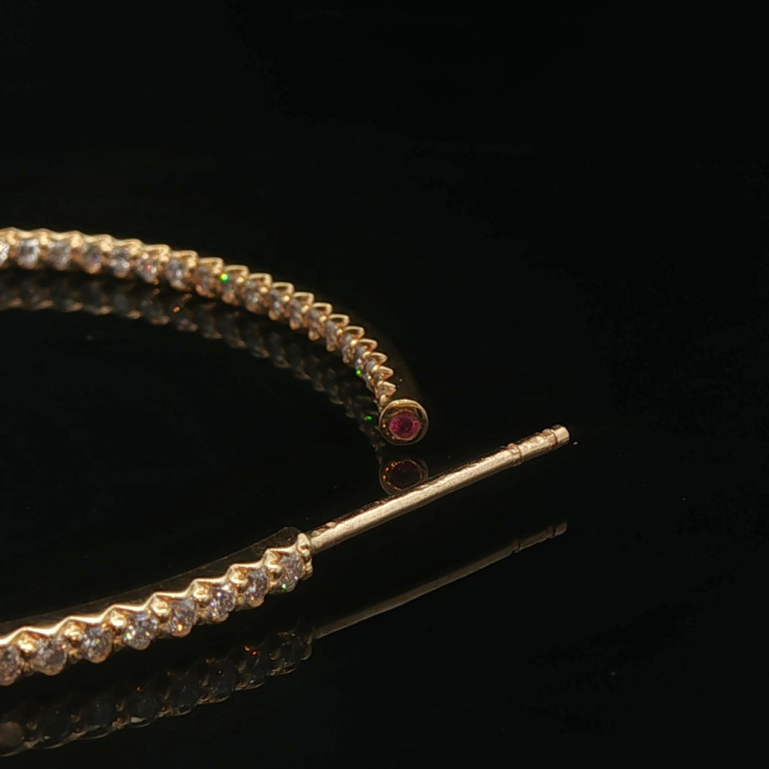 Roberto Coin 18k Yellow Gold and 1.4cttw Inside Out Hoop Earrings Italy 1.75"