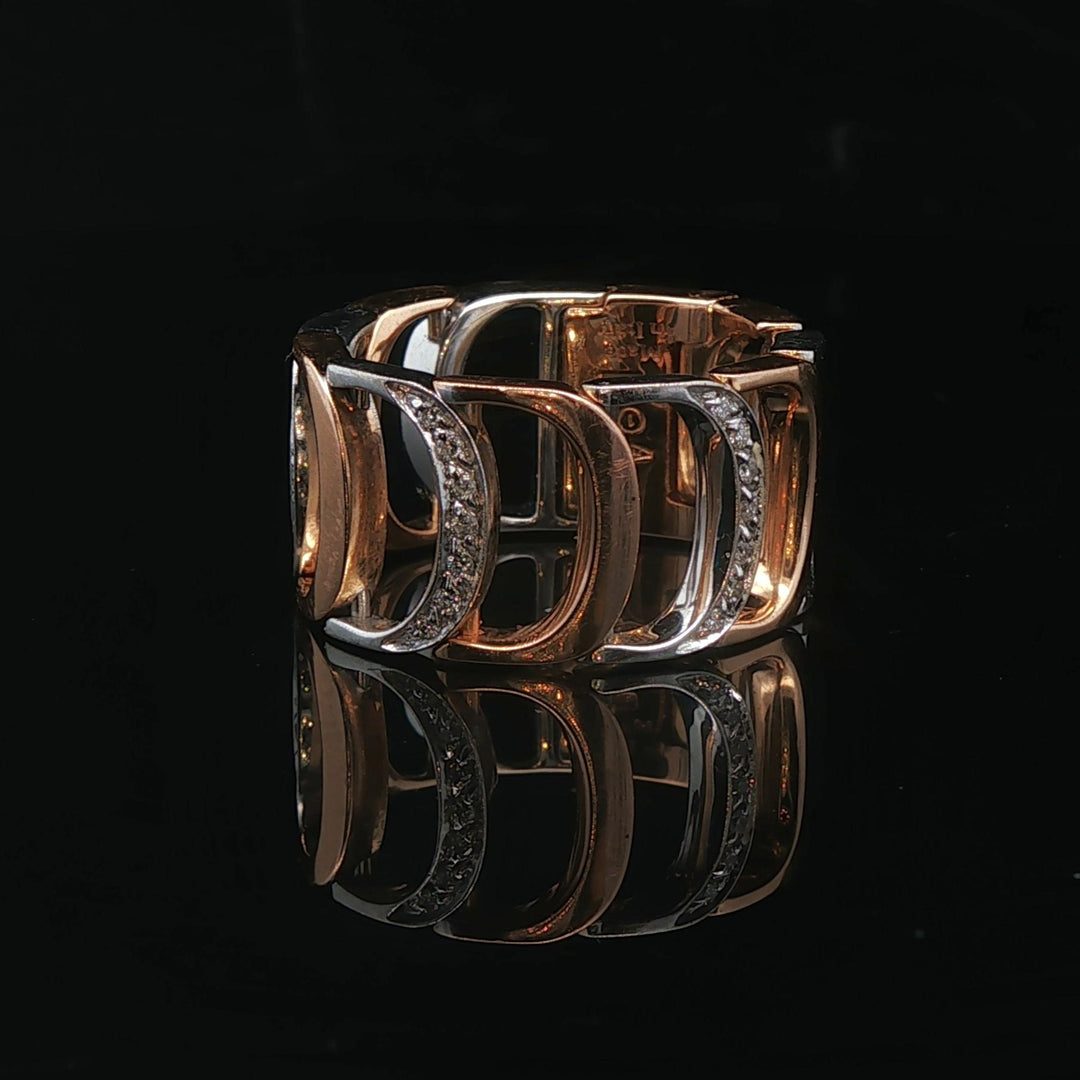 Damiani 18k Rose and White Gold 0.35cttw Diamond Articulated Band Ring Size 6