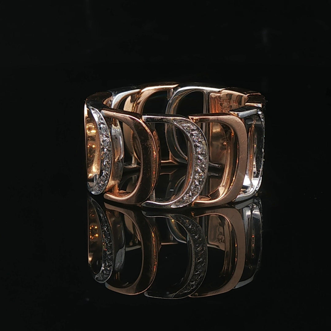 Damiani 18k Rose and White Gold 0.35cttw Diamond Articulated Band Ring Size 6