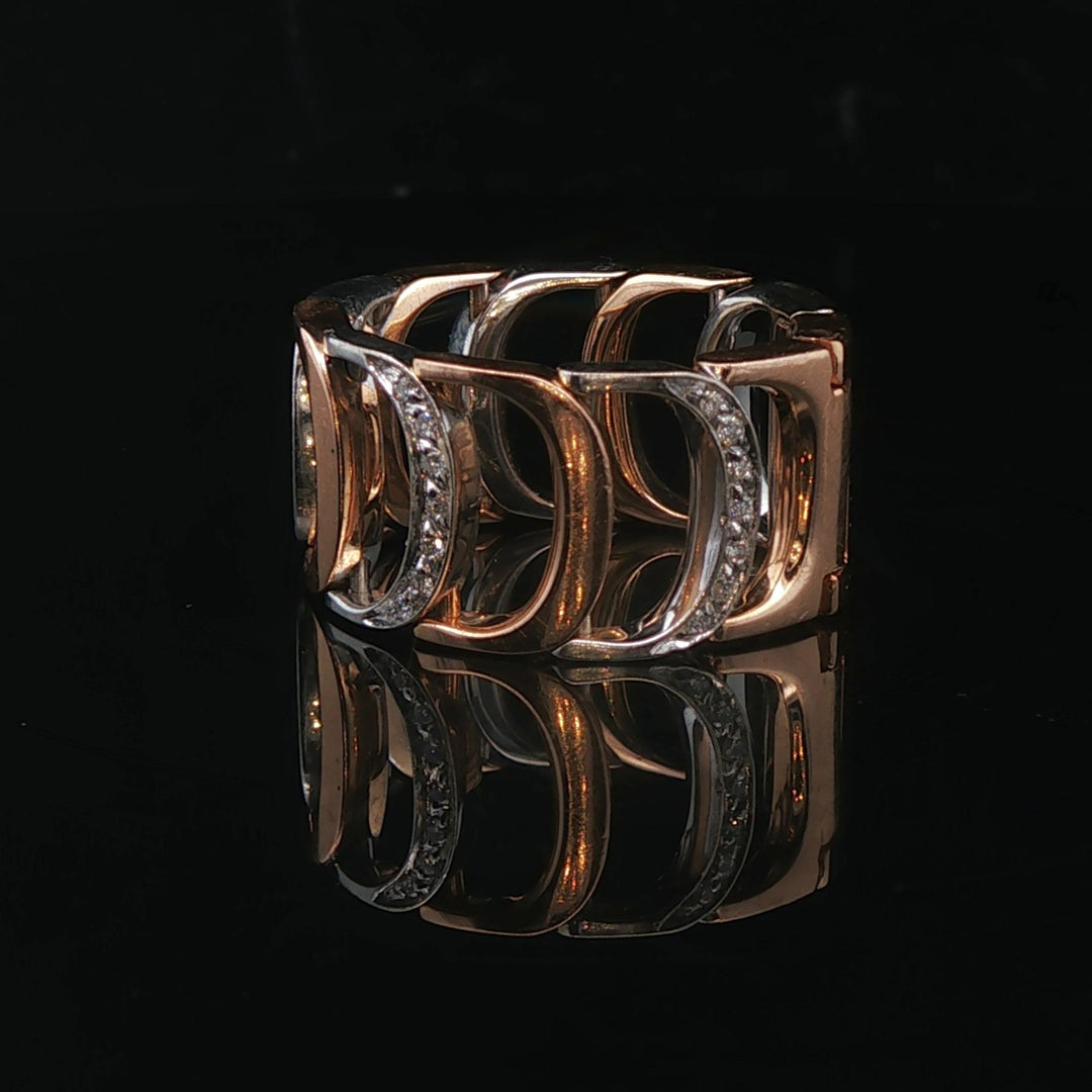 Damiani 18k Rose and White Gold 0.35cttw Diamond Articulated Band Ring Size 6