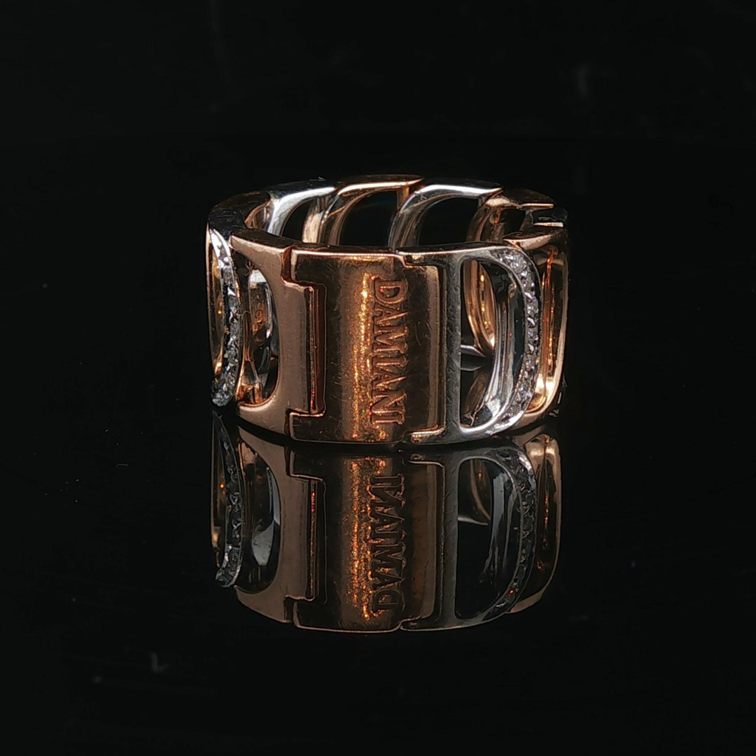 Damiani 18k Rose and White Gold 0.35cttw Diamond Articulated Band Ring Size 6