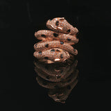 Effy 14k Rose Gold Diamond Black Enamel and Emerald Eyes Coil Snake Ring Size 6