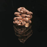 Effy 14k Rose Gold Diamond Black Enamel and Emerald Eyes Coil Snake Ring Size 6