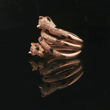 Effy 14k Rose Gold Diamond Black Enamel and Emerald Eyes Coil Snake Ring Size 6