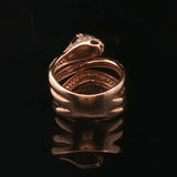 Effy 14k Rose Gold Diamond Black Enamel and Emerald Eyes Coil Snake Ring Size 6
