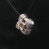18k White Gold 0.56cttw Diamond and Yellow Orange Sapphire Slide Pendant