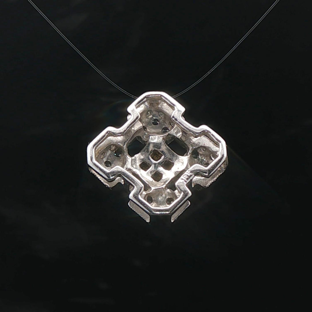 18k White Gold 0.56cttw Diamond and Yellow Orange Sapphire Slide Pendant