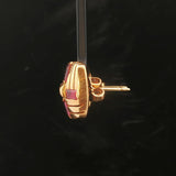 18k Yellow Gold and Baguette Ruby Vintage Square Stud Earrings