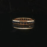 18k Yellow Gold and Blue Sapphire 4mm Solid Vintage Eternity Band Size 8
