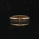 18k Yellow Gold and Blue Sapphire 4mm Solid Vintage Eternity Band Size 8