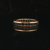 18k Yellow Gold and Blue Sapphire 4mm Solid Vintage Eternity Band Size 8
