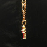 18k Yellow Gold Ruby and Diamond Cross Pendant Cable Link Necklace