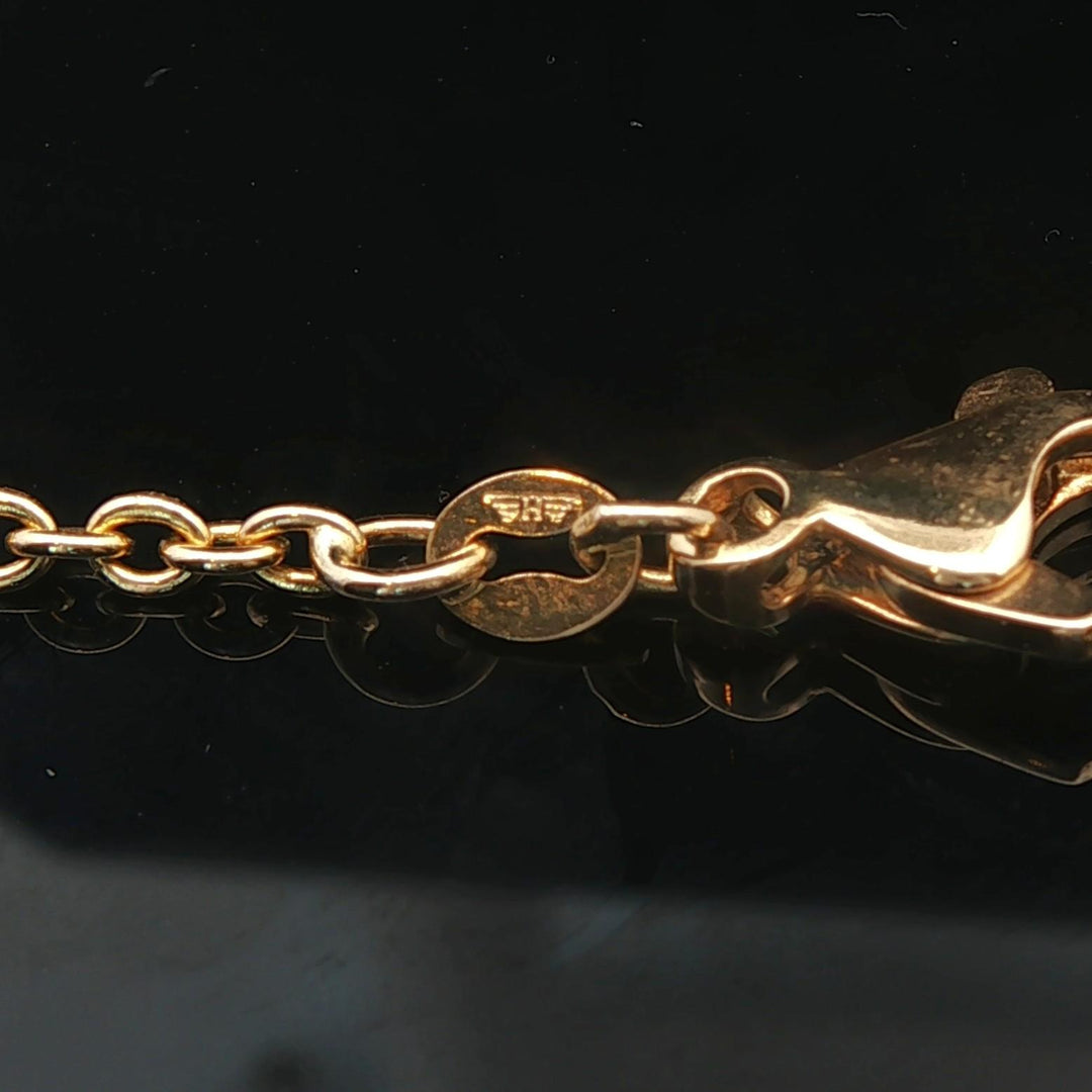 18k Yellow Gold Ruby and Diamond Cross Pendant Cable Link Necklace