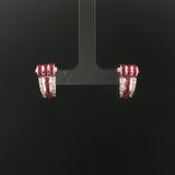 18k White Gold 1.90cttw Ruby and Diamond Vintage Huggie Earrings