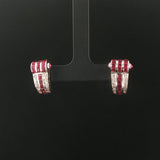 18k White Gold 1.90cttw Ruby and Diamond Vintage Huggie Earrings