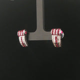 18k White Gold 1.90cttw Ruby and Diamond Vintage Huggie Earrings