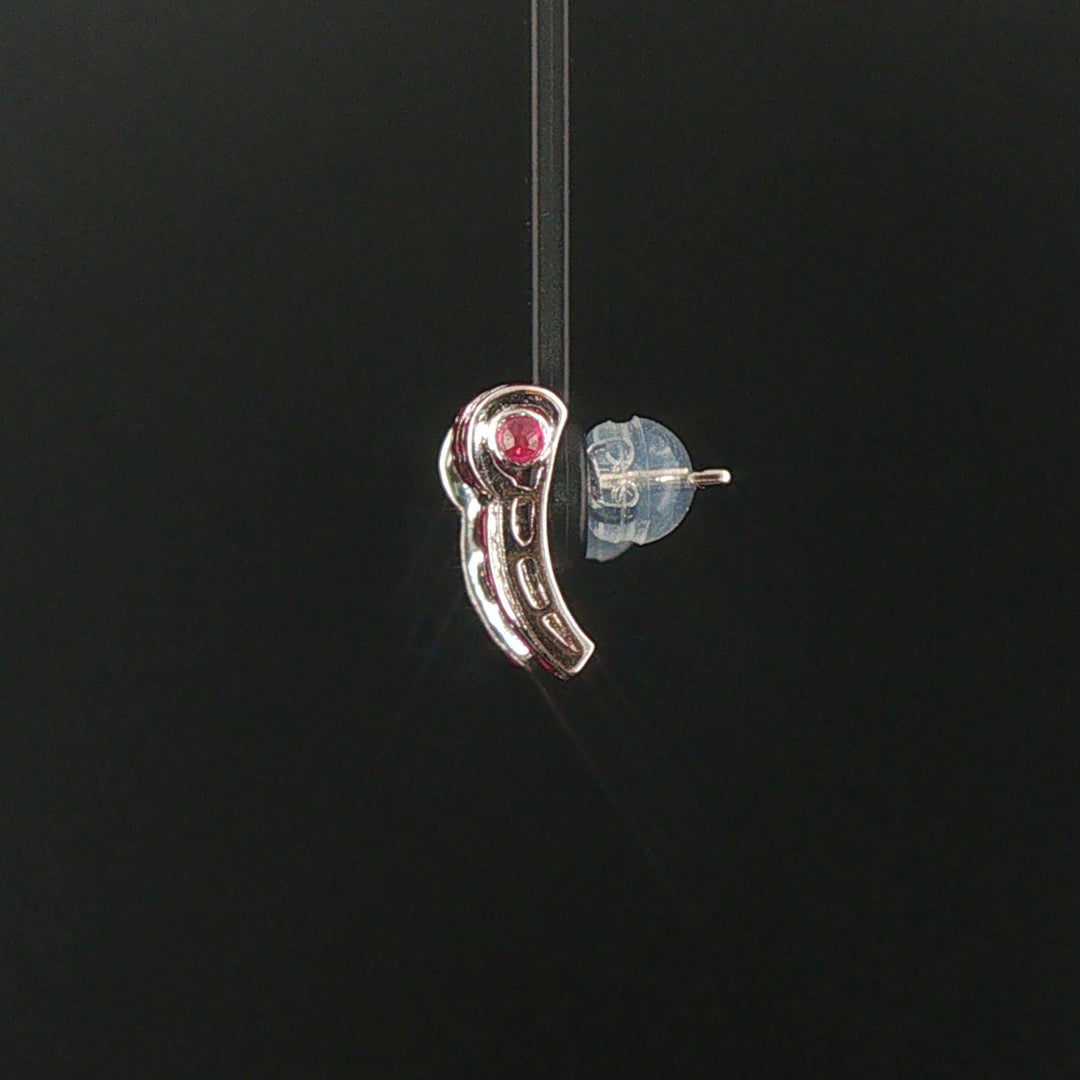 18k White Gold 1.90cttw Ruby and Diamond Vintage Huggie Earrings