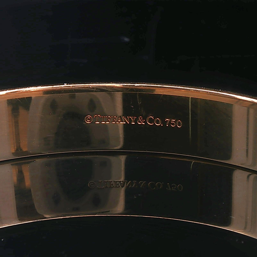 Tiffany & Co. 18k Yellow Gold and Diamond Solid Keyhole Bangle Bracelet 7.75"