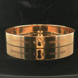 Tiffany & Co. 18k Yellow Gold and Diamond Solid Keyhole Bangle Bracelet 7.75"
