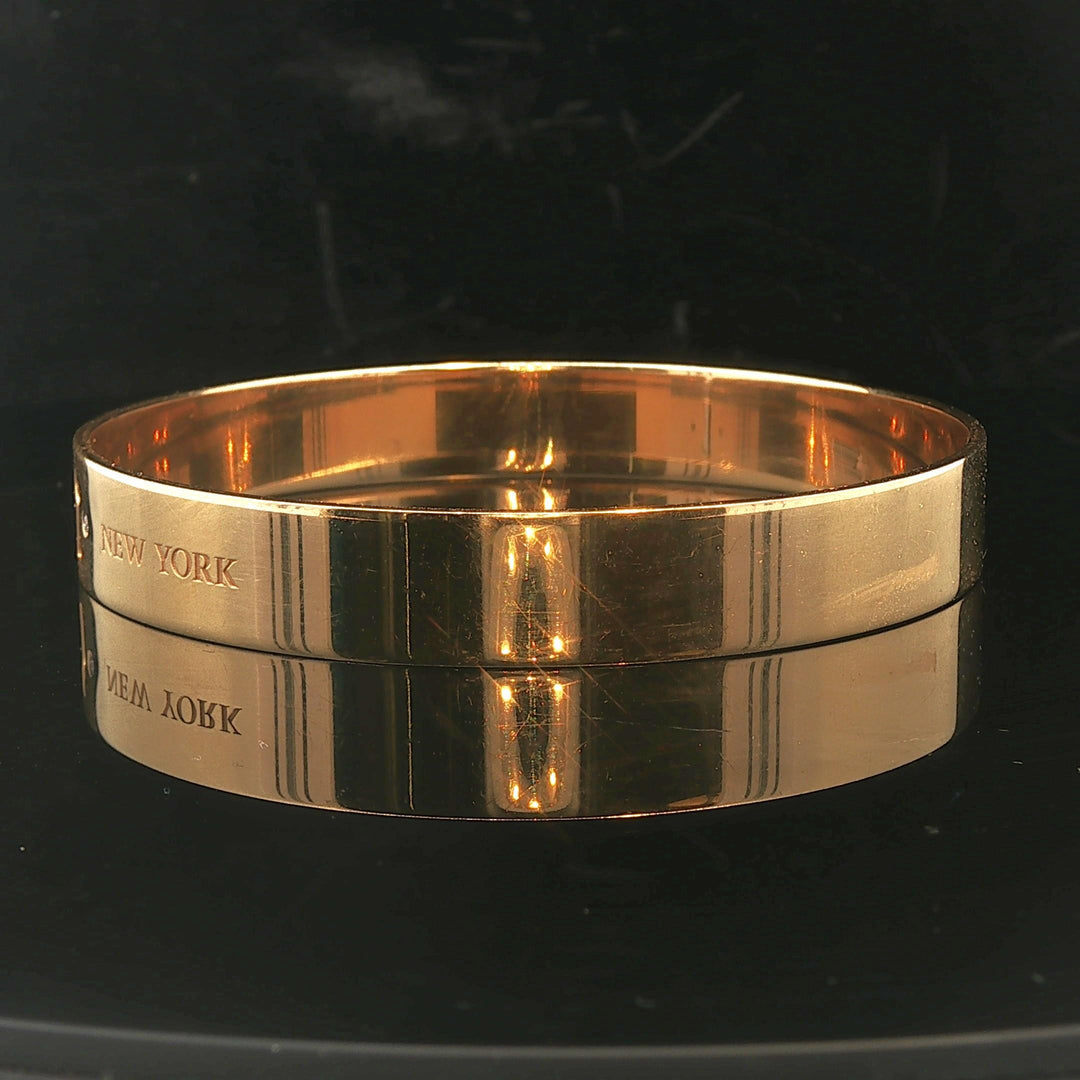 Tiffany & Co. 18k Yellow Gold and Diamond Solid Keyhole Bangle Bracelet 7.75"