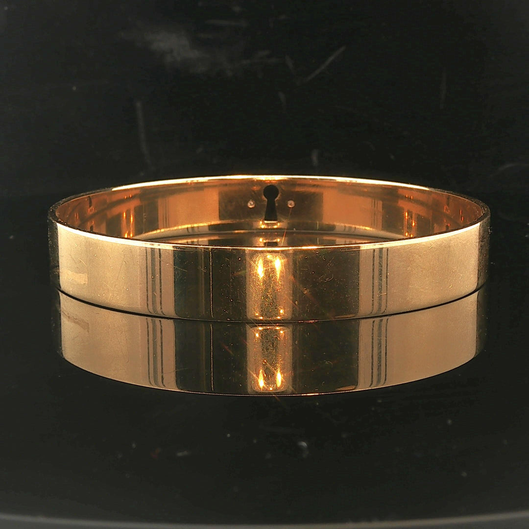 Tiffany & Co. 18k Yellow Gold and Diamond Solid Keyhole Bangle Bracelet 7.75"