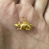 24k Pure Yellow Gold 5.9g Solid 3D Lucky Rat Charm Pendant