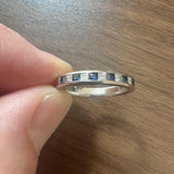 14k White Gold Blue Sapphire and Diamond 3mm Band Ring Size 7.25