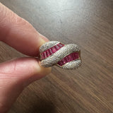18k Yellow Gold Ruby and 0.90cttw Diamond Ladies Ring Size 6