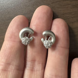 18k White Gold and Diamond 7.9g Vintage C Floral Stud Earrings