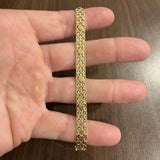 14k Yellow Gold 11.7g Vintage 7mm Heart Motif Bismark Link Bracelet Italy 7.25"
