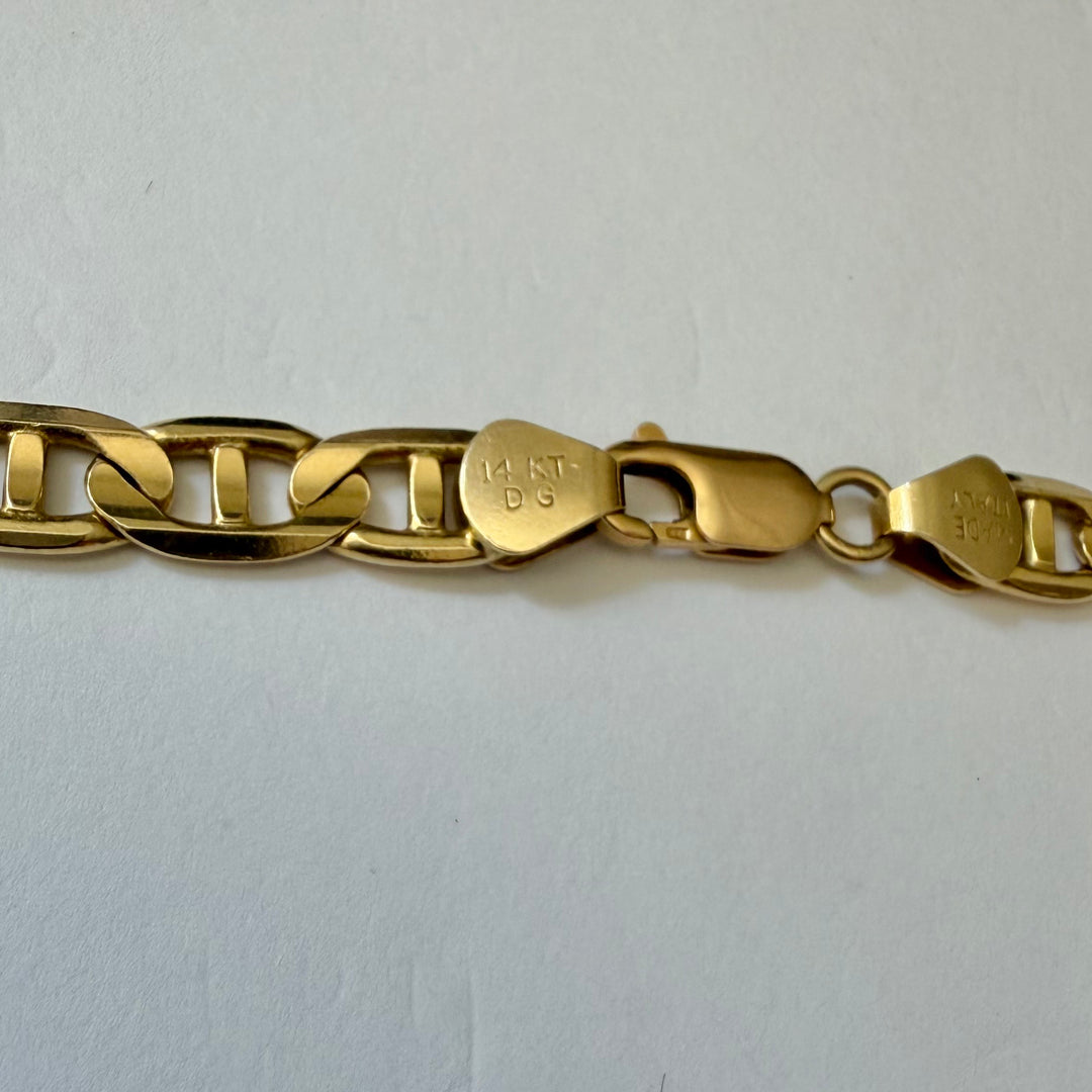 14k Yellow Gold 43.5g Solid Men's 7mm Gucci Link Chain Necklace Italy 22"