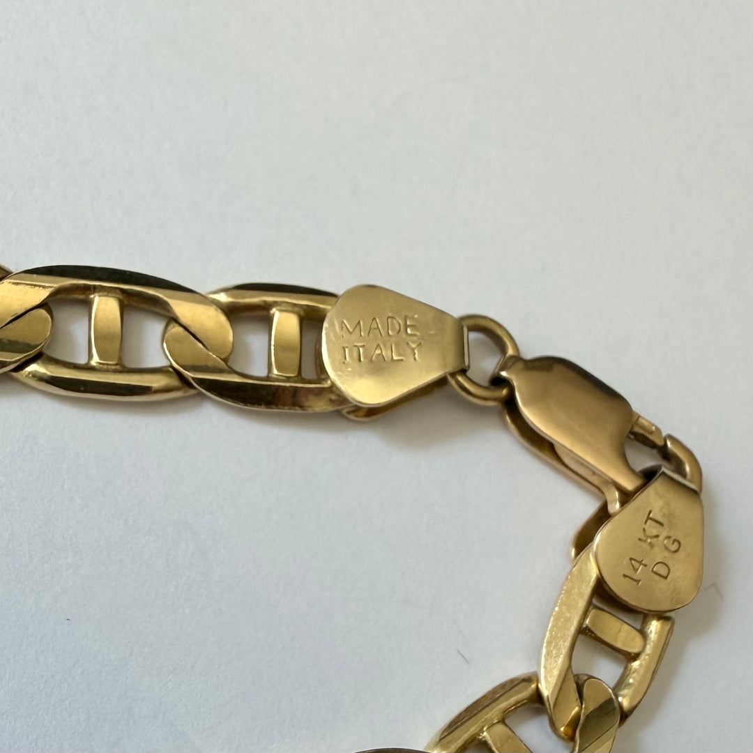 14k Yellow Gold 43.5g Solid Men's 7mm Gucci Link Chain Necklace Italy 22"