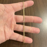 14k Yellow Gold 5.2g Ladies 3mm Curb Link Station Anklet Italy 9.5"