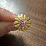 18k Yellow Gold Pink Sapphire and Diamond Vintage Floral Ring Size 6.5