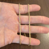14k Yellow Gold 14g Solid Thin 2mm Squared Byzantine Link Necklace Italy 20"