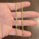 14k Yellow Gold 12.9g Solid 3.5mm Figaro Link Chain Necklace 19"