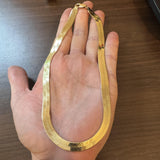 14k Yellow Gold 31.4g Solid Heavy 8mm Herringbone Link Necklace Italy 16"
