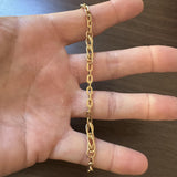 18k Yellow Gold 6g Hollow Ladies Fancy Cable Link Bracelet Italy 7.25"