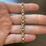 18k Yellow and White Gold 18g Vintage 6mm Fancy Link Bracelet Italy 8.75"